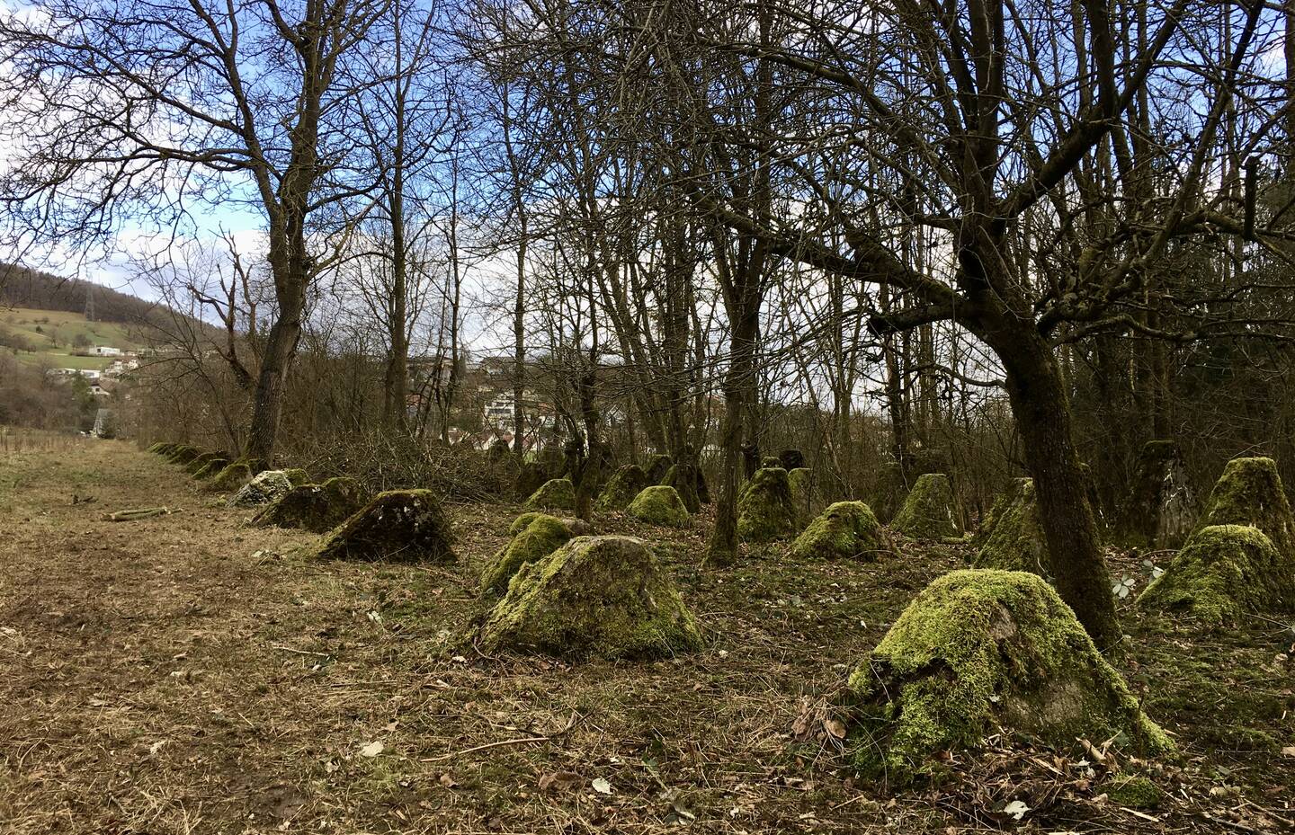 Aufgewertete Panzersperre im Winter
