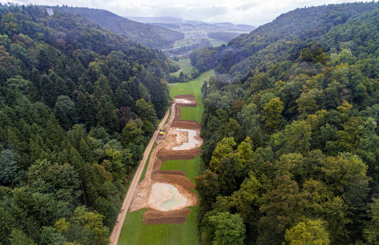 Luftbild der Baustelle im Sagemülital