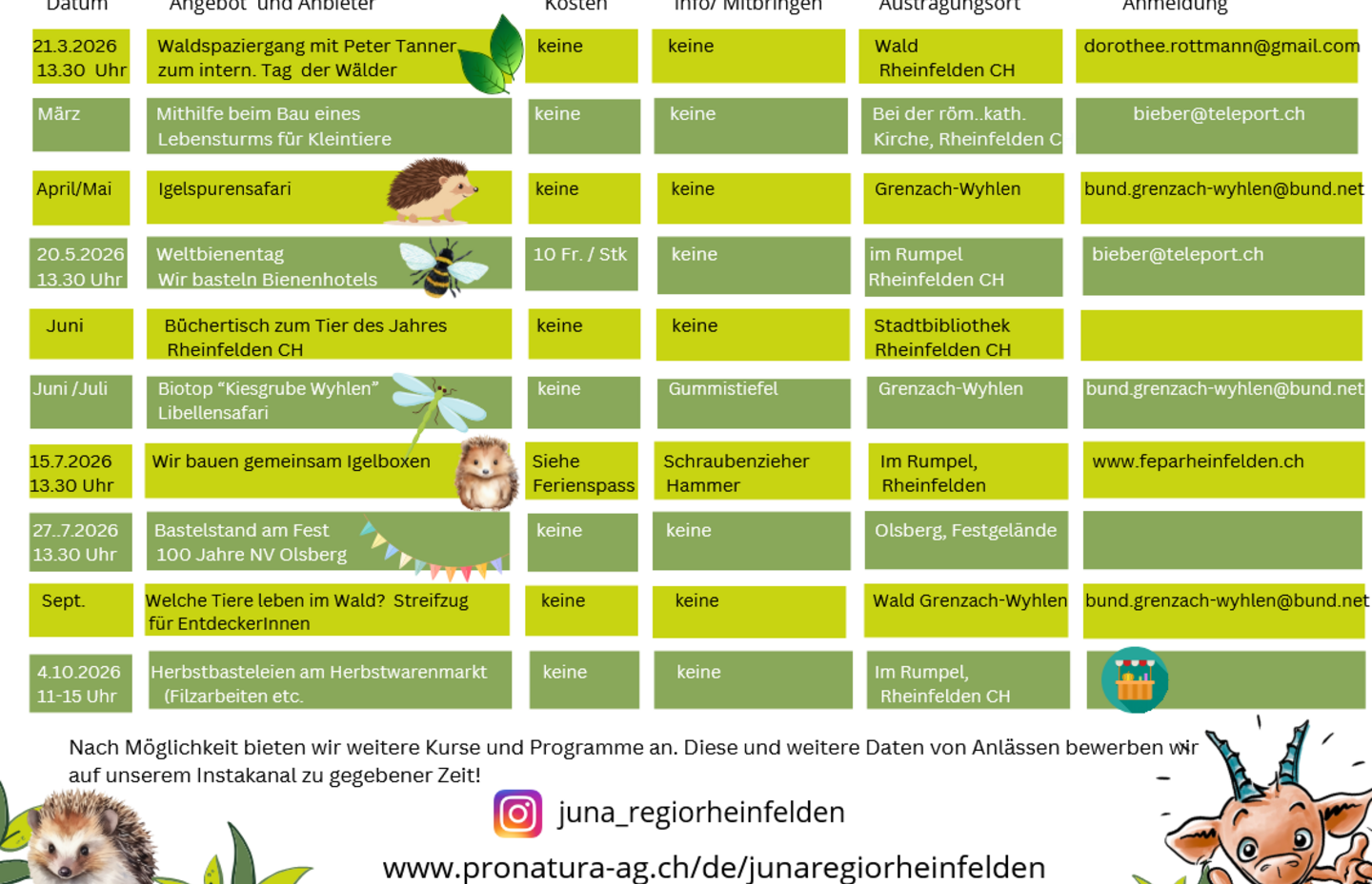 Jahresprogramm Juna Regio Rheinfelden 2026