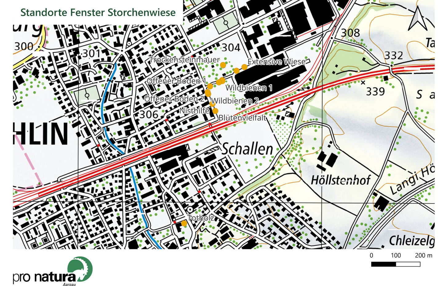 Karte der Fensterstandorte in Möhlin
